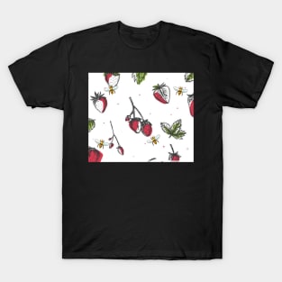 Summer Strawberries and Honey Bees T-Shirt